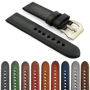leather watch strap with bronze buckle