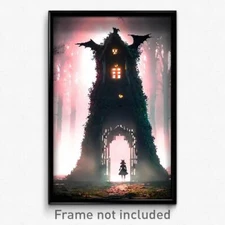 Pixel Art Poster - Haunting Hollow (8 Bit Psychedelic Trippy Video Game Print)