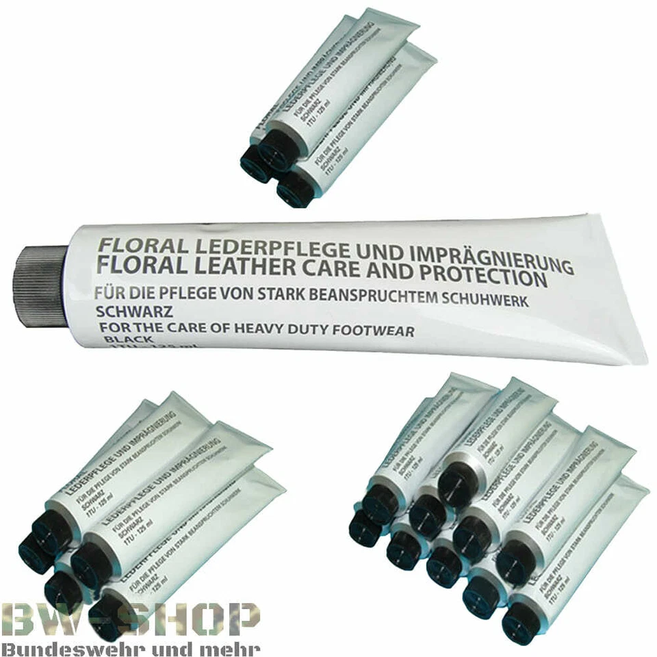 1-10er PACK ORIGINAL BUNDESWEHR SCHUHCREME SCHWARZ 125ml FLORAL BW LEDERPFLEGE