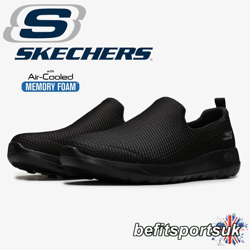 SKECHERS MENS SLIP-ON SHOES BLACK MEMORY FOAM GO-WALK TRAINERS ARCH  SKETCHERS