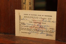 Vintage Order of Eastern Star Englewood Tennessee Membership Card 1960
