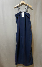 NWT ZARA Women Sleeveless Spaghetti Straps Open Back Wide-Leg Jumpsuit SZ S Navy