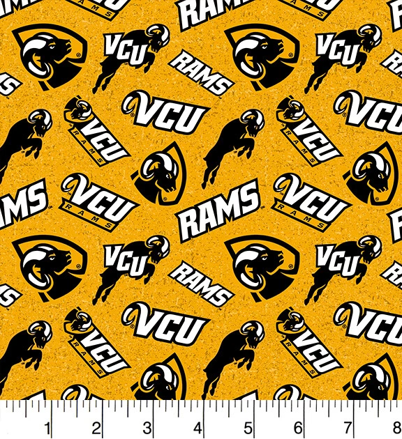 Virginia Commonwealth Rams VCU Cotton Fabric with Tone on Tone Print-Full  Yards | eBay