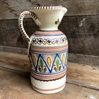 Spanish Pottery Pitcher De La Cal ? Hand Painted 10” Tall Sangria Water Vintage
