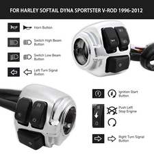 Motorcycle 1'' Chrome Handlebar Control Switch & Wiring Harness for Harley Dyna