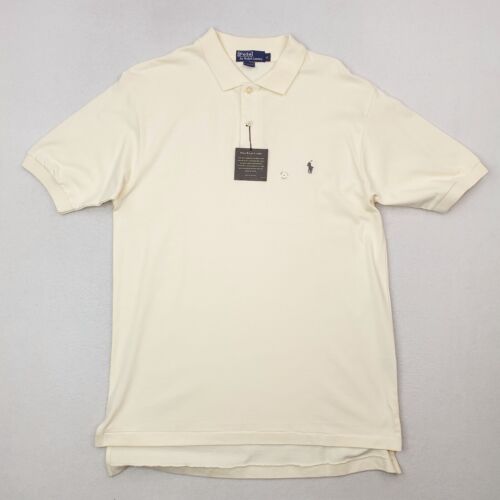 Vintage Polo Ralph Lauren Shirt Mens Medium Cream The Mesh Preppy Golf