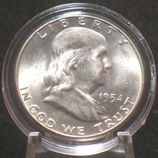 1954-D U.S. Silver Franklin Half Dollar 50c Uncirculated Details 90% Silver