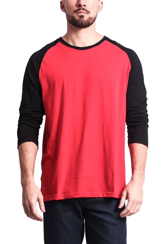 Men's Baseball T-Shirt With Stripes Raglan 3/4 Sleeve Jersey - Victorious Brand TS7163-F7E | Sizes S To 5XL Regular Fit