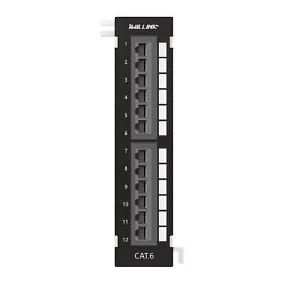 12port Mini Vertical Cat6 Patch Panel 10gbps Network Panel With Wall Mount 89d B