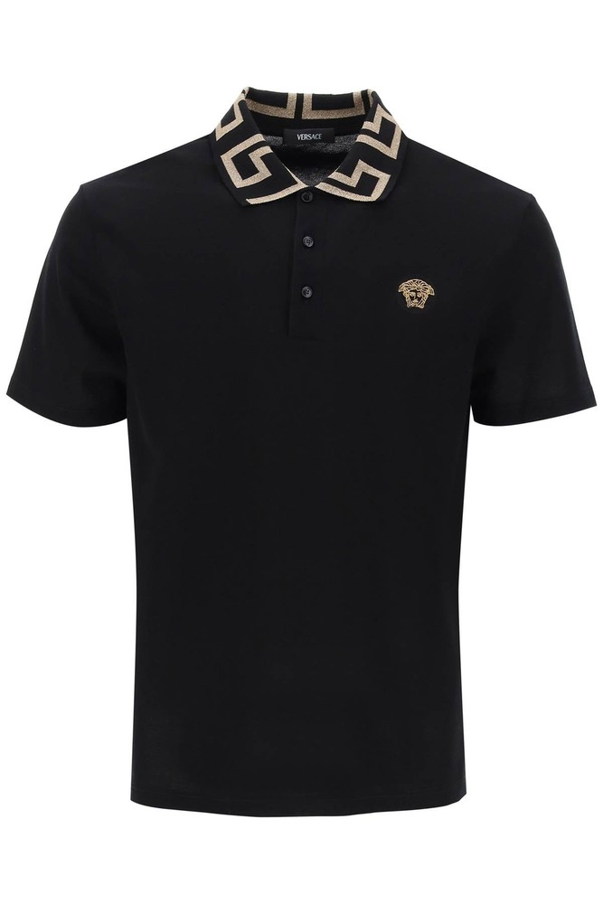 Versace Taylor Fit Polo Shirt Greca Collar
