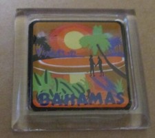 BAHAMAS plastic square Souvenir refrigerator Fridge MAGNET 1.75"