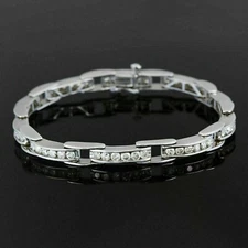 8.50Ct Round Cut Lab Created Diamond Charm Tennis Bracelet 14k White Gold Finish