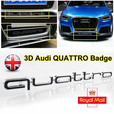for Audi QUATTRO Black Grill Badge Logo Emblem RS5 A4 A6 ...
