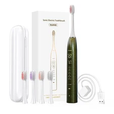 Sonic Electric Toothbrush Kit for Adults and Kids - Rechargeable (Shining Gold)