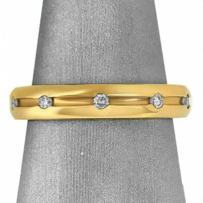 1ct Round Cut Lab-Created Moissanite Classic Smooth Wedding Band 14k Gold Plated