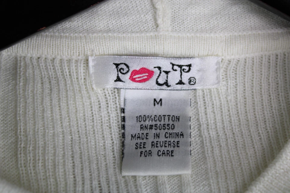 Pout толстовка с капюшоном Топ женщин размер M белый эластичной ребристый 3/4 рукава легкий - Изображение 3 из 3