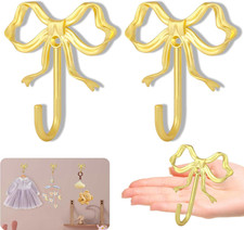2Pcs Large Size Gold Bow Wall Hook, Gold Coat Hook, Metal Hook, Bow Room Decor H