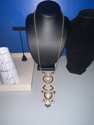 Gold-tone Stella & Dot Havana 3-in-1 Pendant Necklace w/ Cream-colored Cabochons