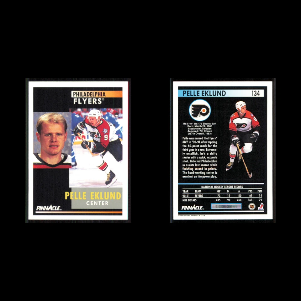 Pelle Eklund #134 1991 Pinnacle Philadelphia Flyers Hockey Card NHL NM - Image 3 of 3
