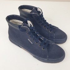 Superga Boots Womens UK 5.5 Black Suede Leather Hi Top Lace Up Casual