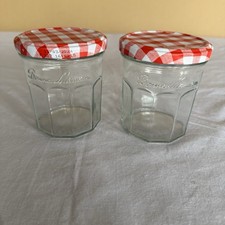 Bonne Maman Glass Jam Jars Red Plaid Lids Set of 2 Kitchen Storage