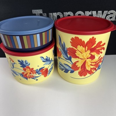 Tupperware Basic Round Canister Flower Set Eco Bote Floralis 3.3L / 2.1L 950ml