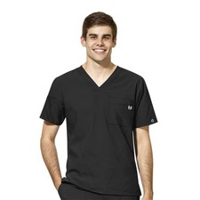 WonderWink Men's V-Neck Scrub Top Medium Black