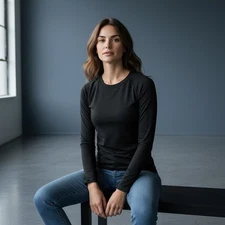 ATHLIO Womens Long Sleeve Athletic Top Black Size S Crew Neck Performance Shirt