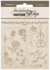 3 Pack - Stamperia Decorative Chips 5.5"X5.5"-Venice City of Art roses and frame