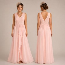 Bnwt sistaglam pale pink floral embroidery Wedding Bridesmaid Long Dress 10