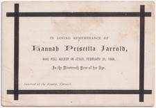 Victorian In Memoriam Card Hannah Priscilla Jarrold Rosary Norwich Norfolk 1868