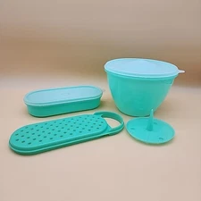 Tupperware Jadeite Green Crisp It Bowl Lettuce Keeper Cheese Grater Lot
