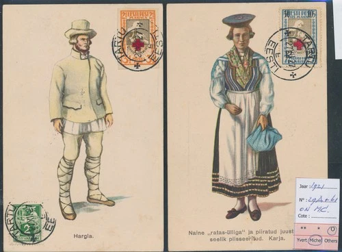LS70329 Estonia 1921 to Belgium traditional clothing maxicards used