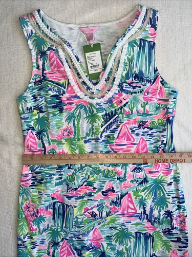 Lilly Pulitzer Women's Harper Stretch Shift Dress Multi Salt in The Air Medium - Picture 6 of 11