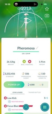 Pheromosa / Non Shiny / Pokémon Go / Registered Or 30 Days Friendship