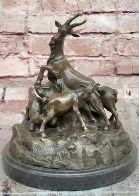 E. Delabrierre Bronze Sculpture Mountain Goats Lost Wax Museum Quality Art Deco