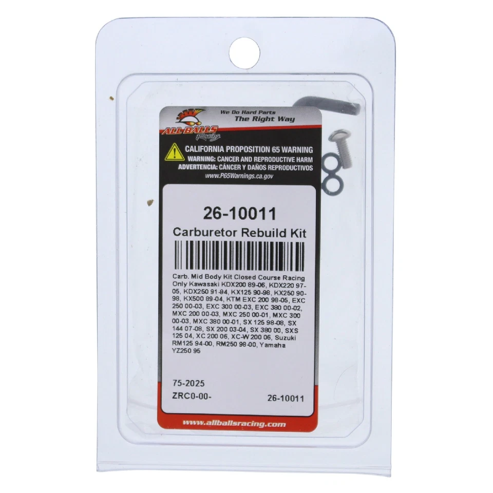 All Balls Carburetor Rebuild Kit (26-10011) For Kawasaki KX125 90-98 Foto 4 de 4