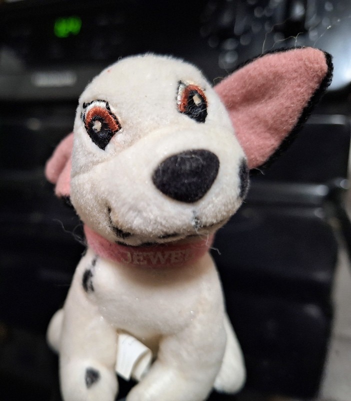 Disney 101 Dalmatians Jewel Beanbag Plush Toy 1997 White with Pink Collar