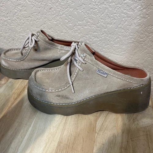 Mudd Women's Y2K 90s Chunky Platform Leather Mules Clogs Size 7.5 W - Picture 2 of 6