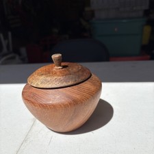 Vintage Rustic Medium Walnut Wooden Bowl With Lid 4x4 Made In Thailand