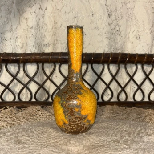 Royal Haeger Orange Peel Lava Orange Glaze Vase Vintage Pottery Excellent 7”