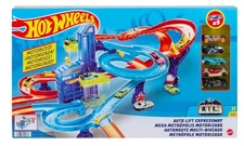 Hot Wheels Auto Lift Expressway Track Set with 5 Cars HGH42 Brand New!