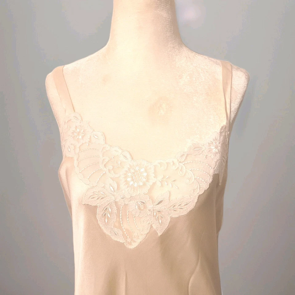 Vestido de Noche Vintage Largo Blanco 100% Seda y Encaje Floral Talla M Hecho en Italia Foto 3 de 4