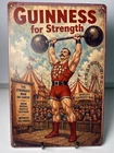 Guinness Beer Metal Sign - Guinness For Strength Vintage Carnival Strong Man