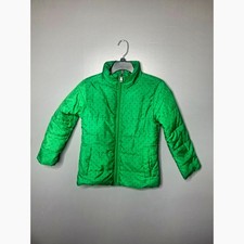 Bocini Kids Green Polka Dot Puffer Jacket Size 7/8 Light Quilted Coat Colorful
