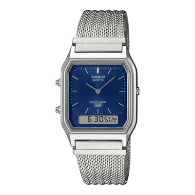 Casio Analog-Digital Vintage Style Dual Time S.Steel Mesh Band Watch AQ-230EM-2A