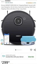 Ecovacs DEEBOT OZMO 920 2in1 Mopping Robotic Vacuum with Laser Navigation,  BLK