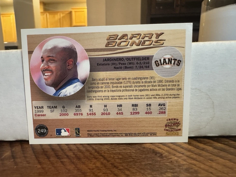 PACIFIC CROWN 2000 #’d 1/1 Convención Nacional Certificado Auténtico Barry Bonds Foto 2 de 2