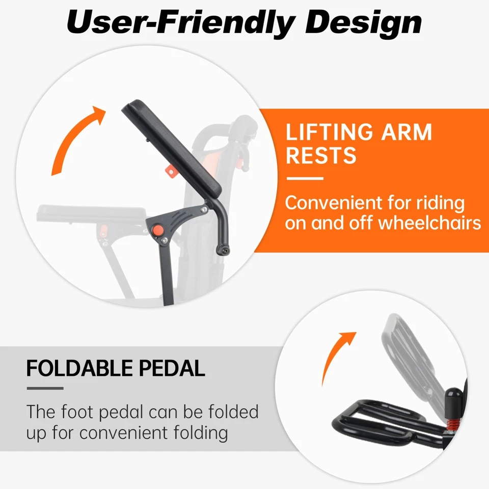 Geländegängiger Klapprollstuhl mit einem Gewicht von nur 12,1 kg, Teleskopstange - Bild 3 von 4