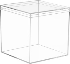 Clear Box with Lid, Plastic Clear Acrylic Square Cube Containers with Lid Storag